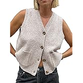 Saodimallsu Womens Sleeveless Sweater Vest Button V Neck Knit Trendy Casual Summer Cardigan with Pockets