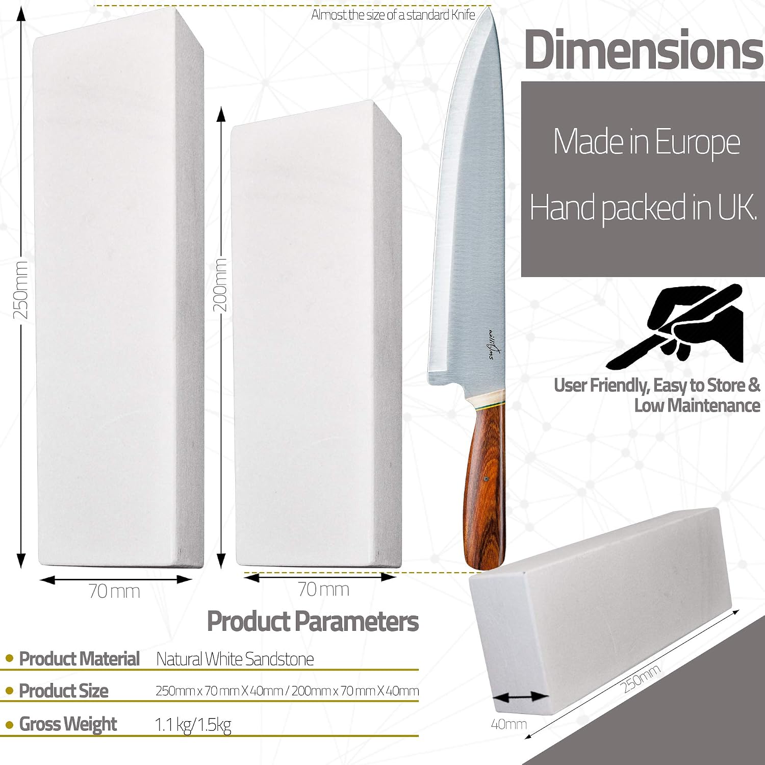 Sharpening Stone - Whetstone - Very Large Size, Knife and Tools Sharpener - Coarse Grade White Sandstone - Natural Stone - Long Lasting - Image 3
