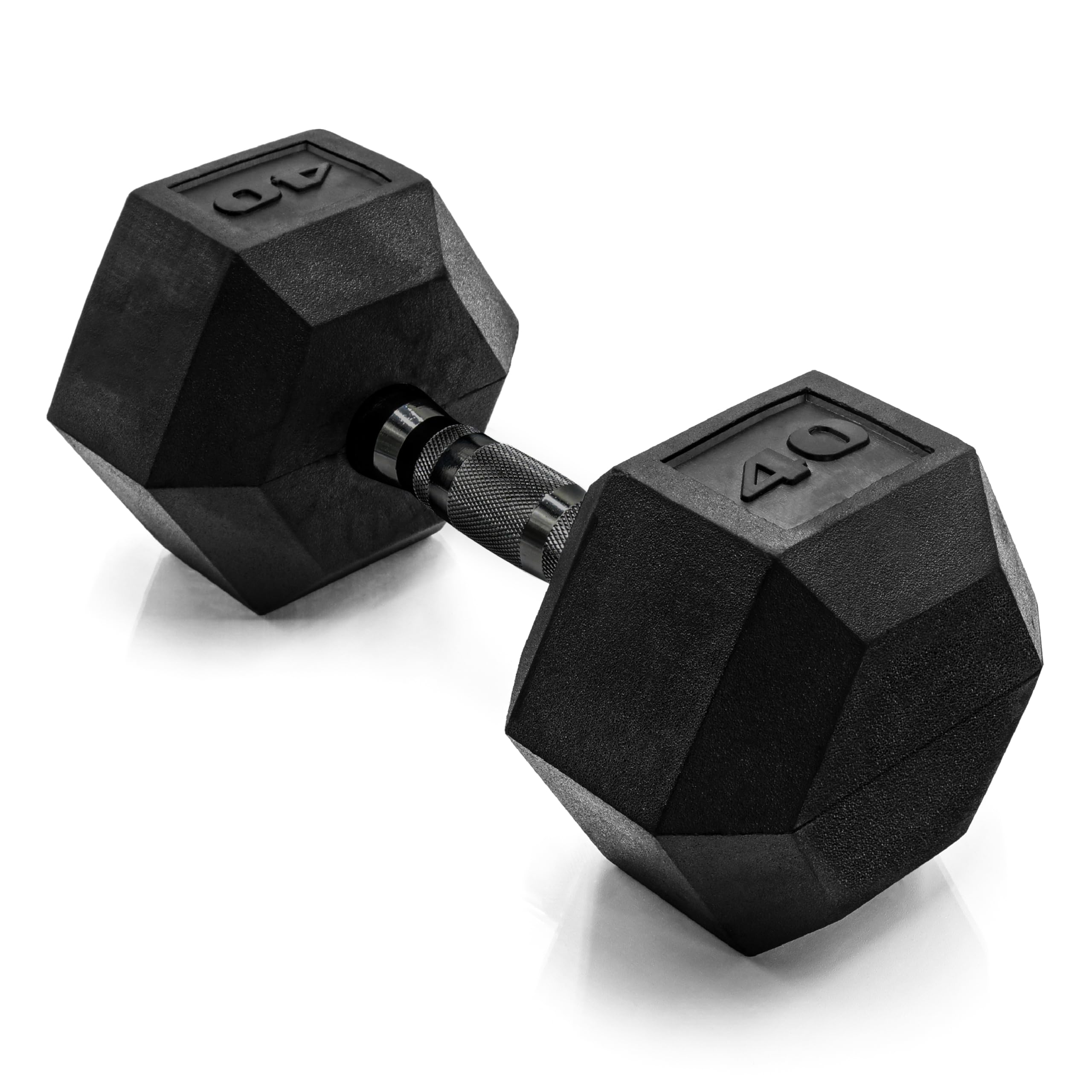 Photo 1 of CAP Barbell 40 LB Rubber Coated Hex Dumbbell Hand Weight - Single | Black Handle