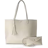 Minimalist Clean Cut Pebbled Faux Leather Tote Womens Shoulder Handbag