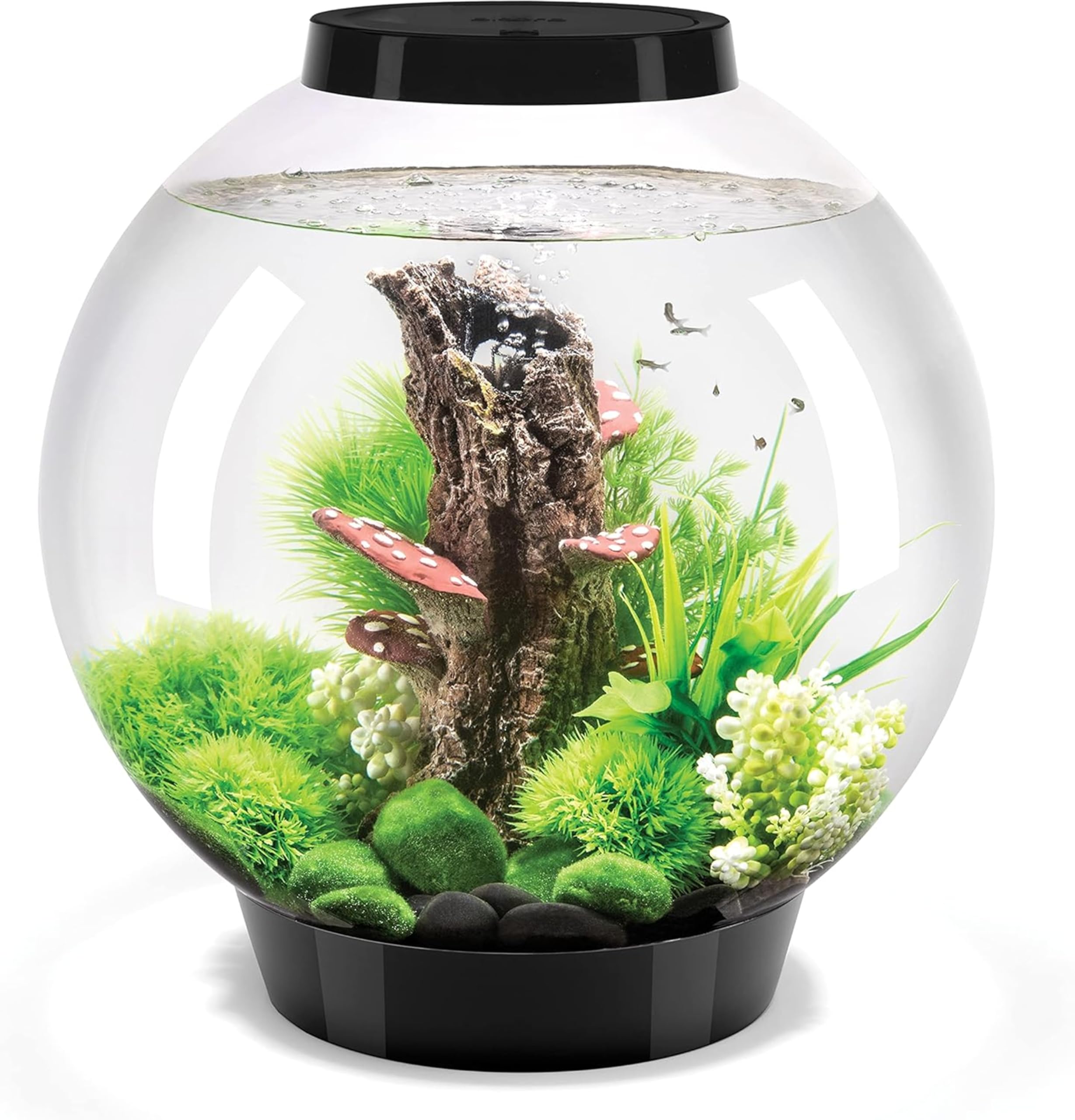 biOrb CLASSIC 30 Aquarium (Black, 30 Litres), Perfect Beginner Fish Tank With Integrated LED Lights, Quick & Easy To Set Up, 360-Degree View Aquarium With 5-Step Filtration System, Acrylic Fish Tank
