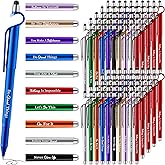 Sayglossy 100 Pcs Inspirational Pens Bulk Motivational Ballpoint Pen with Writing Touch Screen and Mobile Phone Stand 3-in-1 for Office School Supplies Inspirational Gifts (Multicolor)