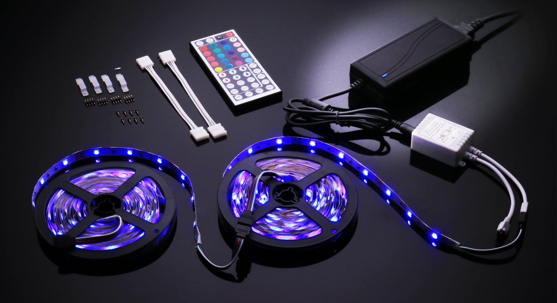 LEDemain 5050 Flexible Strip Light Complete Kit 10M 300 LEDs with 44 Keys IR Remote + 12V 6A UK Plug