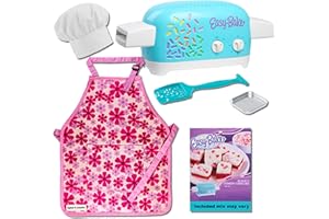 HATCH & WANDER Easy Bake Oven Bundle | Kids Apron & Chef Hat | Girl Apron - Choose From 3 Designs | Kids Baking Set of 4 Pans | Easy Bake Oven Mix (included mix may vary)