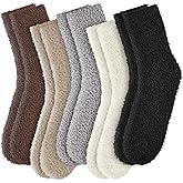 Socksy 5 Pairs Fuzzy Slipper Socks Cloud Cozy Soft Fluffy Socks for Women - Winter Warm Comfy Barefoot Gift Socks