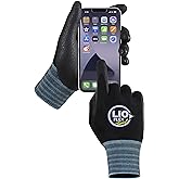 Safety Work Gloves with Touchscreen Fingers, 1 Pair Thin & Lightweight Working Gloves, Ideal for Warehouse Workers, Delivery Drivers, Nitrile Foam Coated Grip Gloves for Women and Men (Black, S)