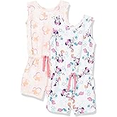 Amazon Essentials Disney | Marvel | Star Wars | Frozen | Princess Girls and Toddlers' Knit Sleeveless Rompers, Pack of 2