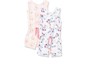 Amazon Essentials Disney | Marvel | Star Wars | Frozen | Princess Girls and Toddlers' Knit Sleeveless Rompers, Pack of 2