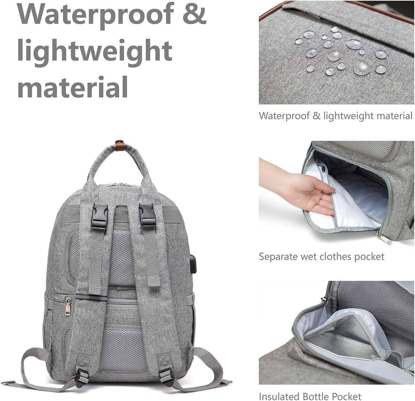 Sac A Langer Pour Bebe Sac A Dos A Langer Grande Capacite Maman Sac Elegant Voyage Sac A Bouteille A Couches Isole Leger Pour Maman Papa Fille Femme Avec Pochette En Tissu Le Change Bebe