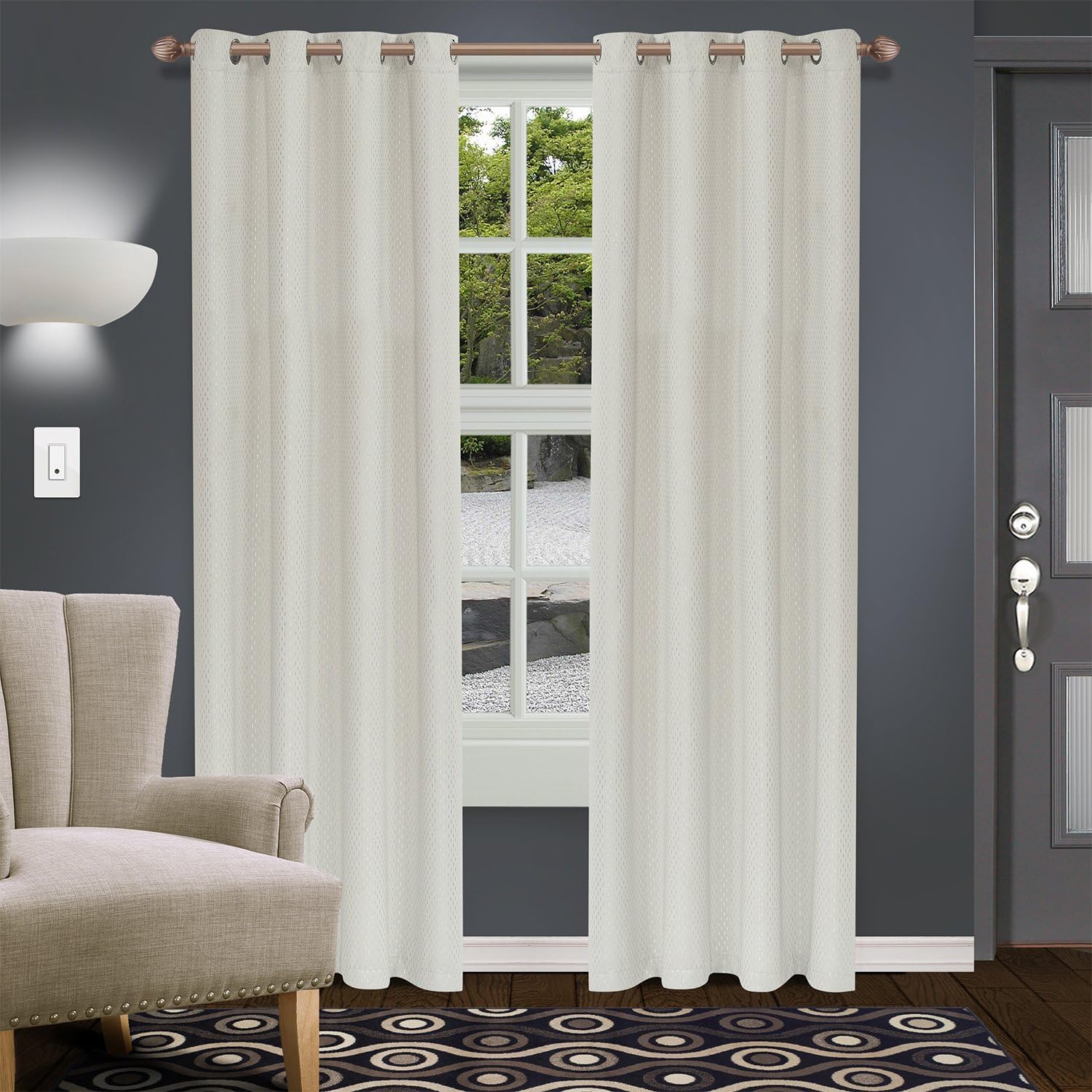 superior shimmer blackout 2 panel curtains 52x108 ivory