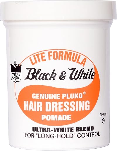 Black and White Lite Pomade 200ml Hair Styling Light Hold Shine