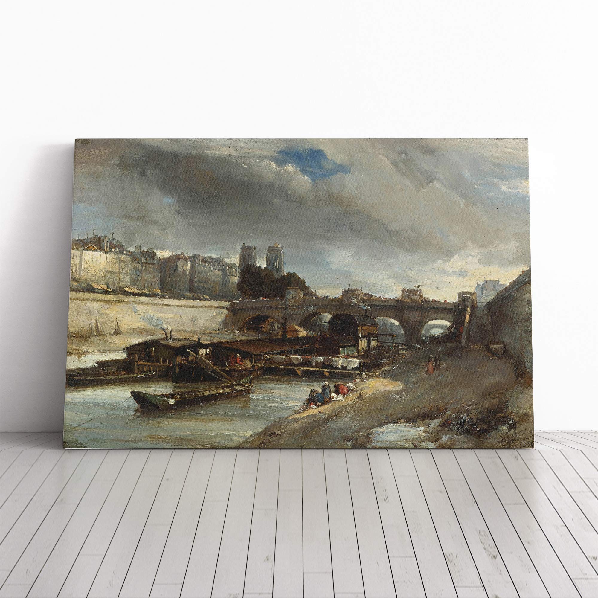 Joahn Jongkind Boat Area Canvas Print | Gallery Wrapped 30mm Frame Wall Art | 20x14 inches | Ready to Hang | Modern Seascape Picture | Living Room Bedroom Lounge Office