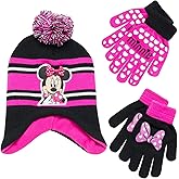Disney Girls Minnie Mouse and Vampirina Winter Hat and 2 Pair Mitten or Glove Set (Toddler/Little Girl)