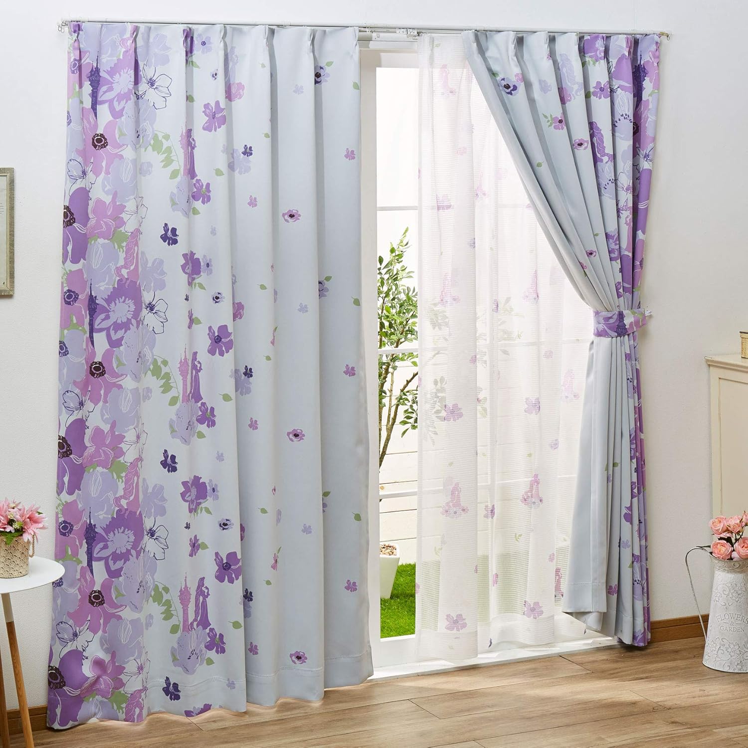 Amazon Disney ディズニー ラプンツェル 2級遮光カーテン レースカーテン 4枚組 Sb 432 Sb 433 ディズニープリンセス 遮熱 二級遮光 カーテン オンライン通販