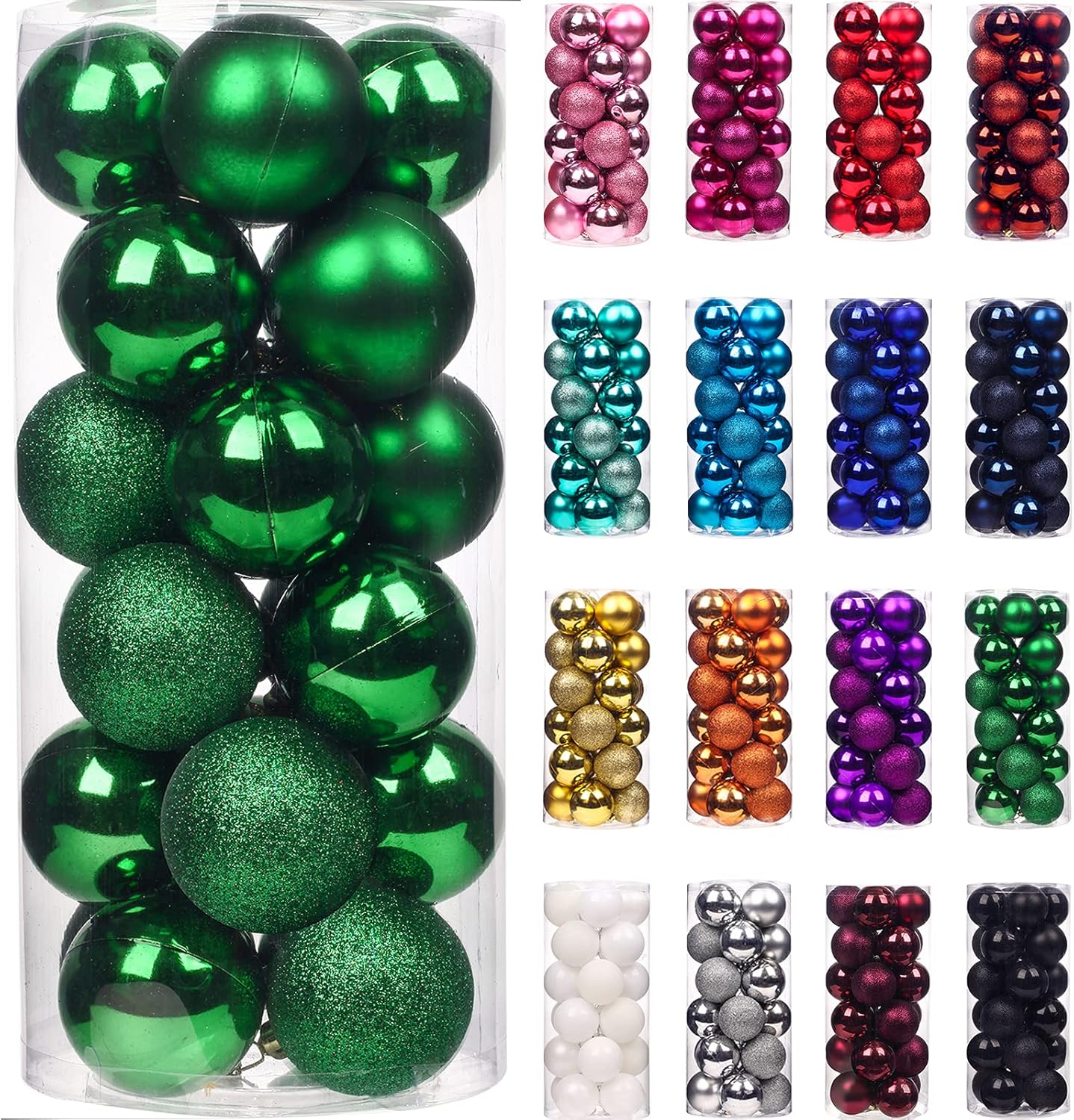 Ornaments - Emopeak 24Pcs Christmas Balls Ornaments for Xmas Christmas Tree - Shatterproof Christmas Tree Decorations Large Hanging Ball for Holiday Wedding Party Decoration (Grass Green, 1.57