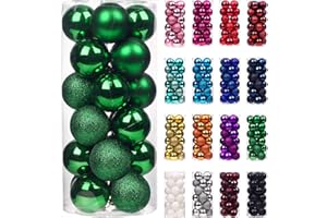 Emopeak 24Pcs Christmas Balls Ornaments for Xmas Christmas Tree - Shatterproof Christmas Tree Decorations Large Hanging Ball for Holiday Wedding Party Decoration (Grass Green, 1.57"-4.2CM)