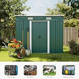 Panana 8x4 Green Grey Metal Garden Shed with Free Base Foundation view 2