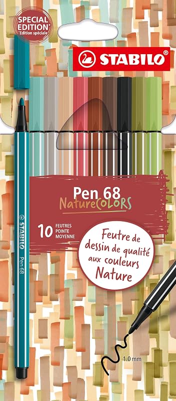 - Estojo de cartão com canetas de desenho NatureCOLORS Edição 68 de 10 canetas