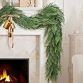 Yastouay 6 Ft Faux Cedar Garland Realistic, Real Touch Norfolk Pine Garland, Christmas Garland for Mantle Table Stairs Door Indoor Outdoor Christmas Decor