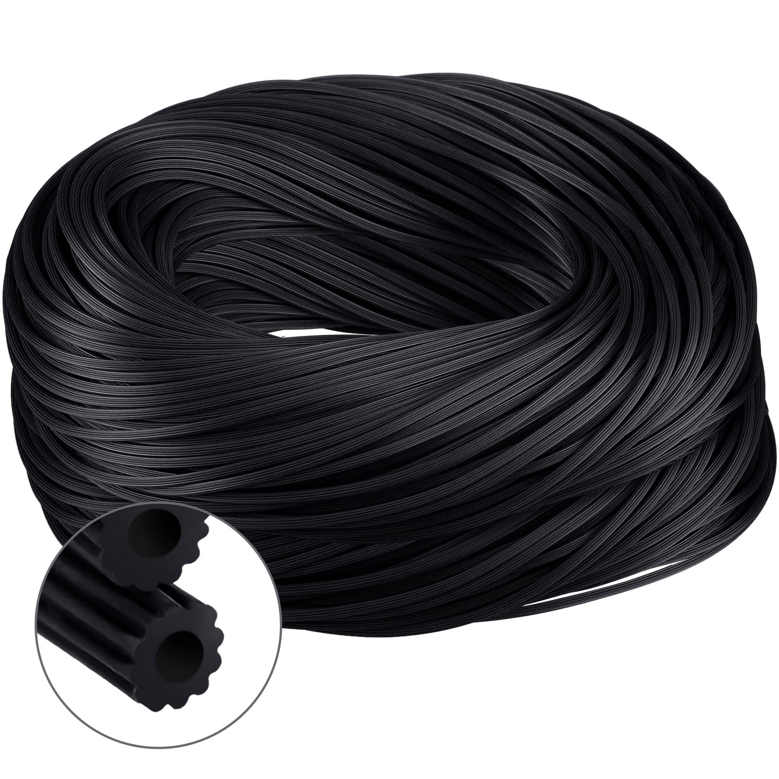 Photo 1 of Frienda 250ft Screen Spline Black Screen Retainer Spline Hollow Door and Window Mesh Screen Holder Spline for Mosquito Net Fixing (0.14 Inch)