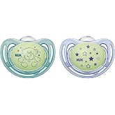 NUK Airflow Glow-in-The-Dark Pacifiers, Baby Boys, 0-6 Months, 2 Pack, 0.09 Pounds