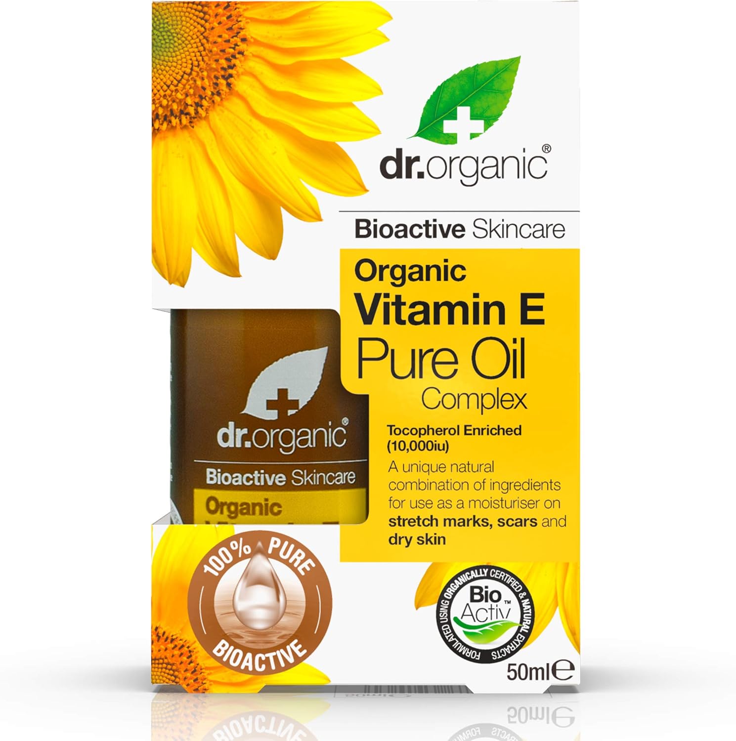 Dr Organic Vitamin E Pure Oil, Hydrating, Essential Oil, All Skin Types, Natural, Vegan, Cruelty-Free, Paraben & SLS-Free - Image 3