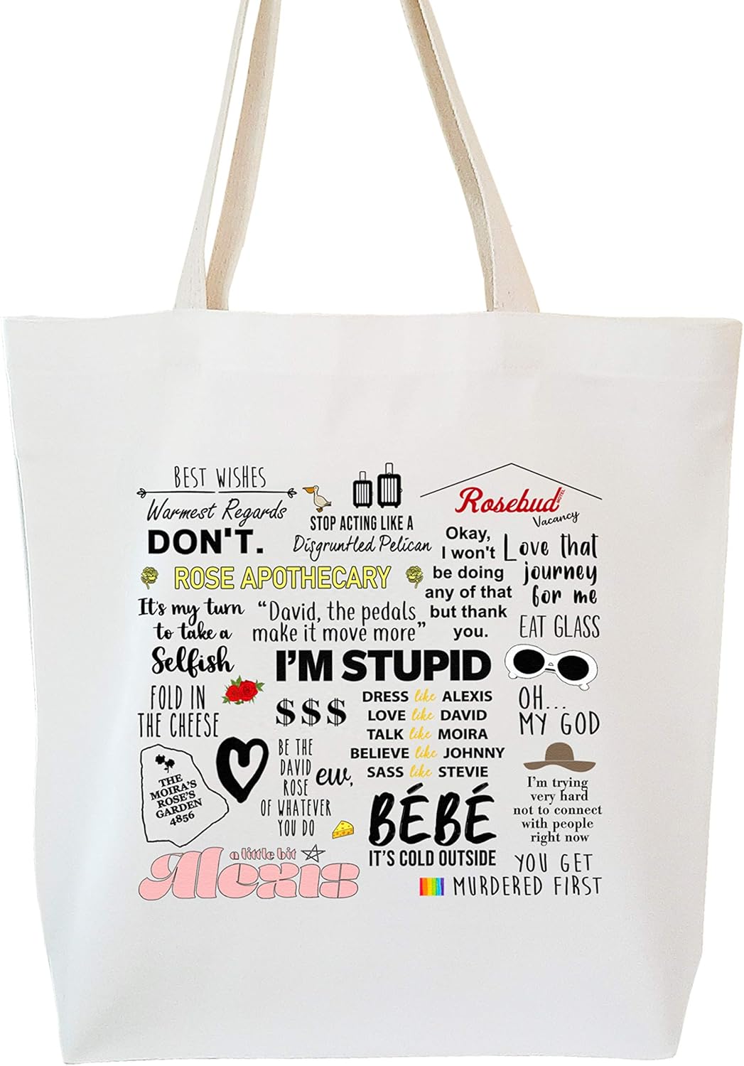 Amazon Com Why Z I M Stupid Eat Glass Tv Quotes Calico Tote Bag Gifts Natural Cream Medium Clothing