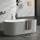 67'' Freestanding Bathtub, Deep Soaking Tub, Non-Slip Base, Acrylic, cUPC Certified Free Standing Tub, Chrome Drain Bath Tub, Modern Tub for Bathrooms, White