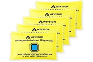 WEYSTOM 5 Packs 120g Rechargeable Desiccant, Moisture Absorbing Bag, Rechargeable Silica Gel Dehumidifier - Ultimate Moisture Absorption for Dry and Safe Storage, Eliminates Moisture in Humid Conditions