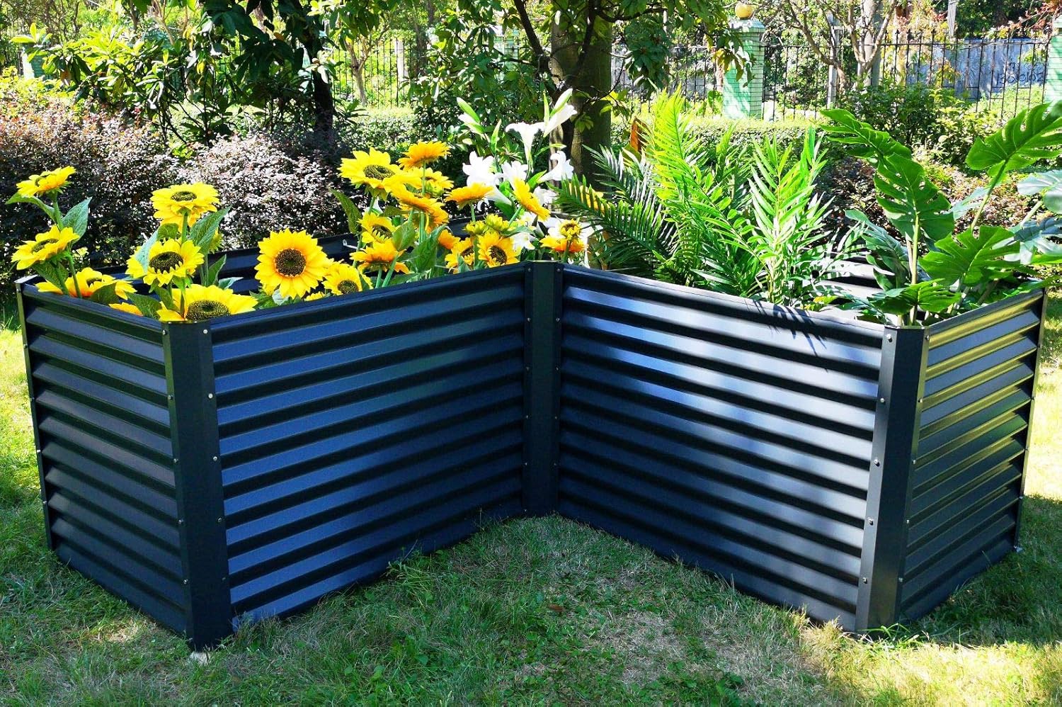 Outflexx Eck Hochbeet In Anthrazit Zincalume 210x210x90x84cm Gemusebeet Blumenbeet Aus Metall Fur Garten Balkon Amazon De Garten