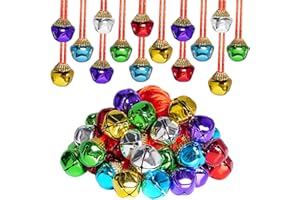mifengda 36Pack Christmas Bell Necklace Bulk Christmas Jingle Bell Necklaces Gold Holiday Large Silver Necklaces for Women Men Adult Party
