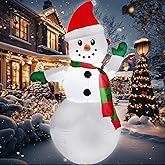 Mimi Funn 4FT Christmas Snowman Inflatables Blow Up Yard Decorations, Christmas Blow Up Snowman with Colorful Scarf for Indoor Outdoor Yard Garden Decorations