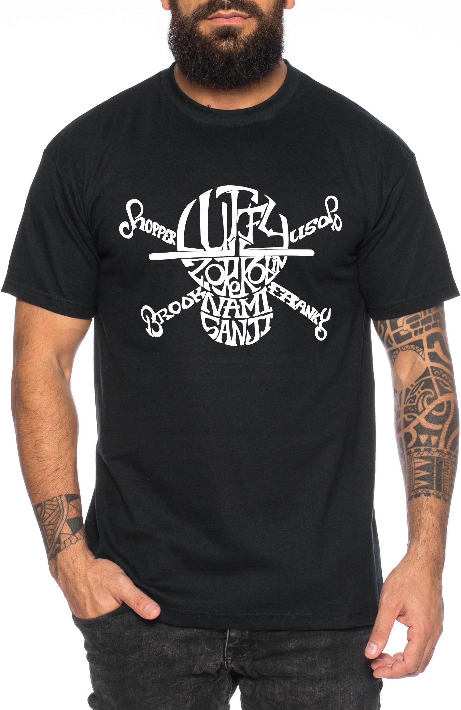 Skull Name Zoro One Manga Men's Luffy T-Shirt Anime Piece
