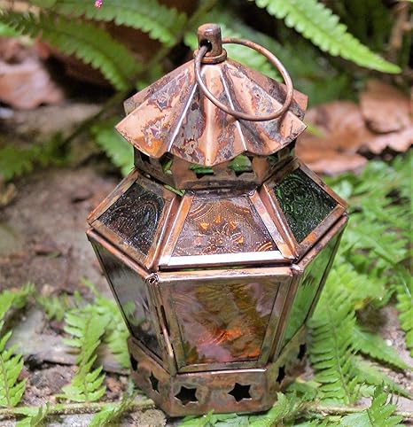 YXSHHHL Indische handgefertigte Glas Metall Laterne Teelicht Kerzenhalter 15Cm