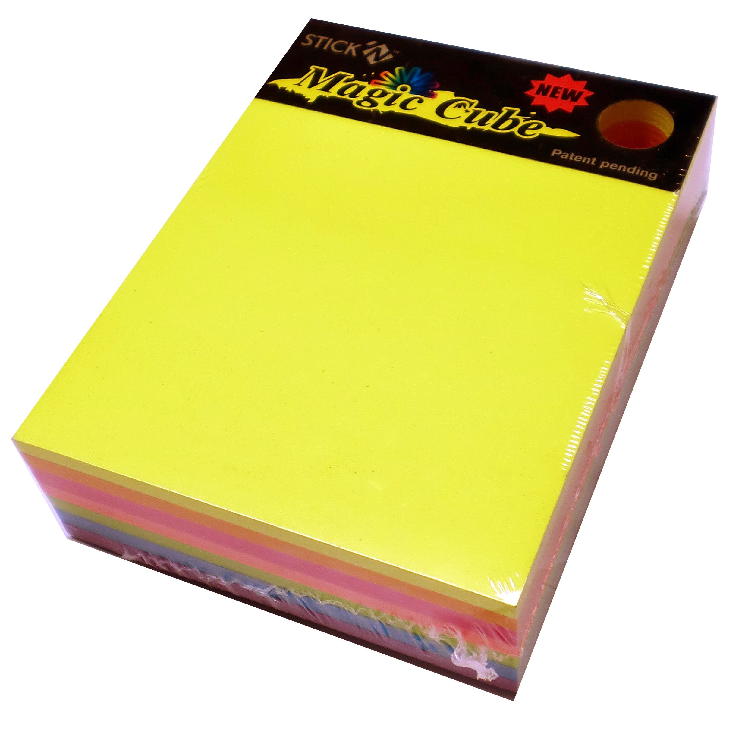 Stick'n Magic Cube (280 Sheets), Yellow,Orange,Blue,Green,Pink,Red,Purple, 101mm x 76mm