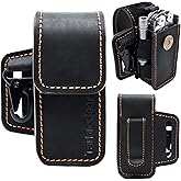TarbicGear Leather Multitool Sheath for Belt, Multitool Holster with Belt Clip for Men, Pocket Organizer for Work, Fits for Leatherman, SOG, Gerber Tools