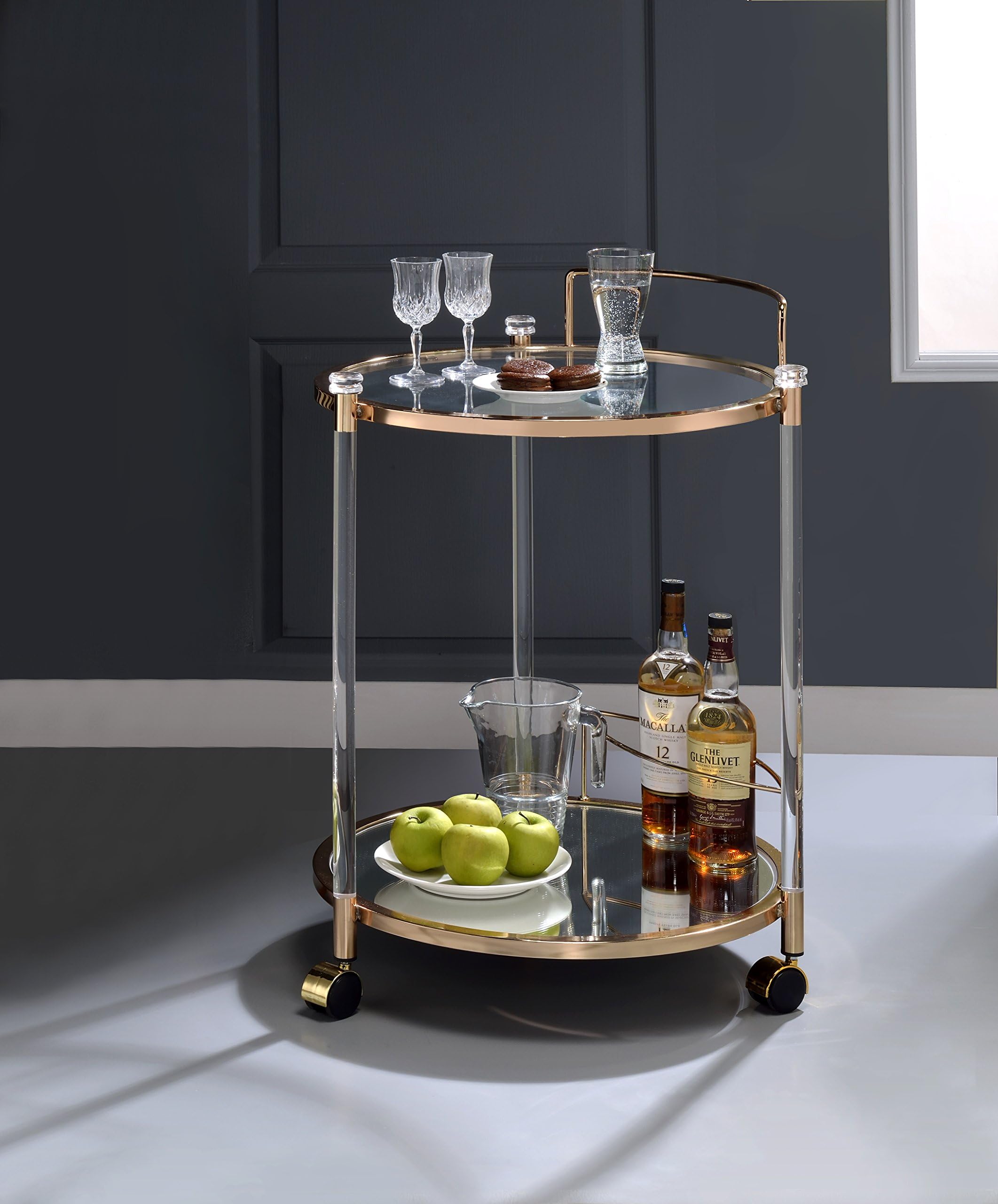 ComfortScape Kitchen Service Cart with Open Storage & Wine Bottle Rack Holder