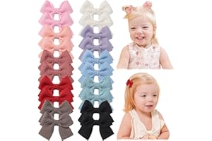 Jollybows 20pcs Baby Hair Clips Girls Bows 2" Mini Alligator Clip Toddler Pigtail Bow Fine Hair Clip