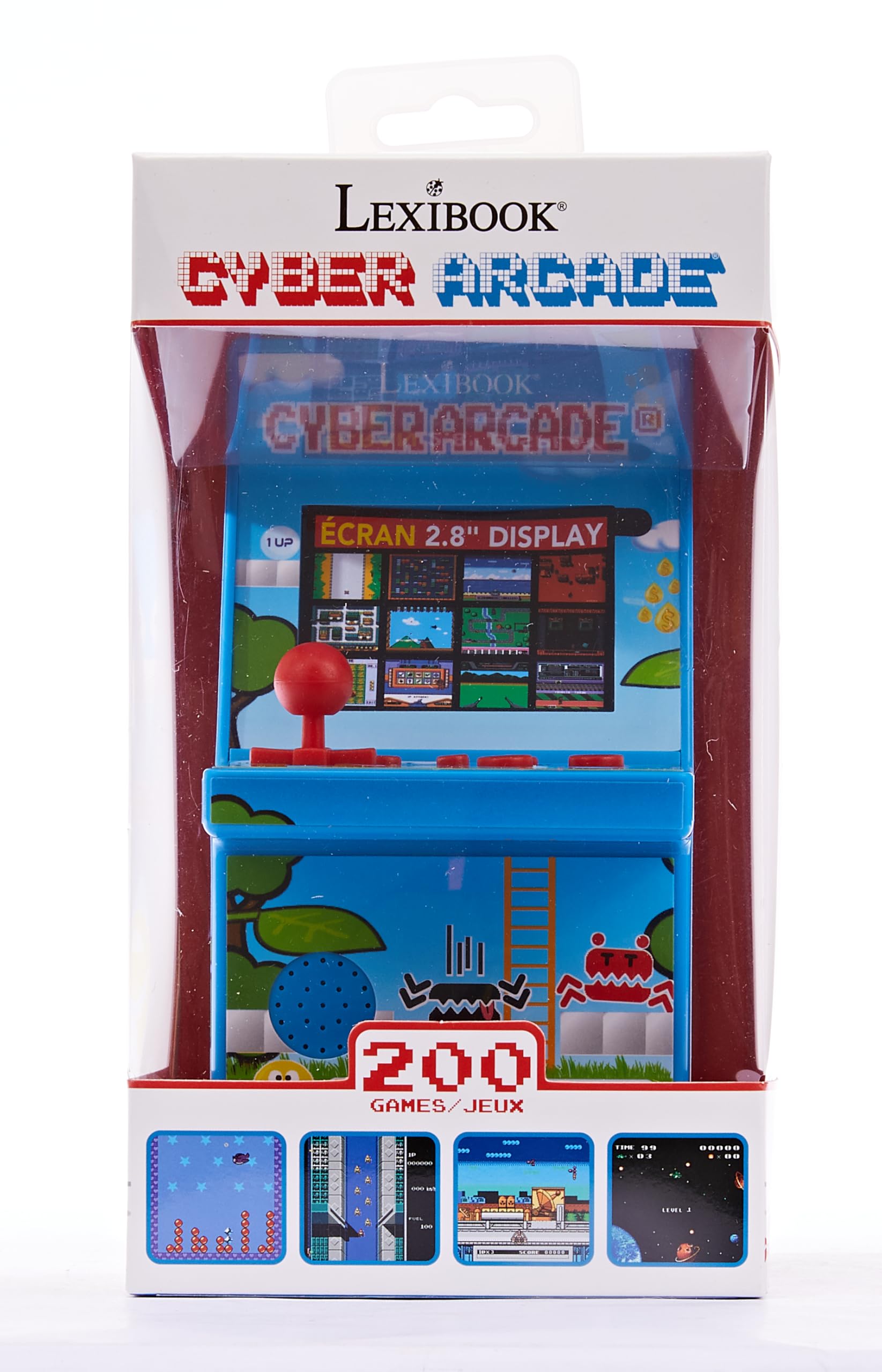 Lexibook Cyber Arcade Portable Retro Game Console, 200 Games, 2.8’’ LCD Colour Screen, Compact, Battery Operated, Blue/Green, JL2940