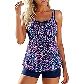 Daci Women’s Tankini Swimsuits - 2 Piece Tummy Control Bathing Suit Modest Flowy Swimwear with Boy Shorts 2026