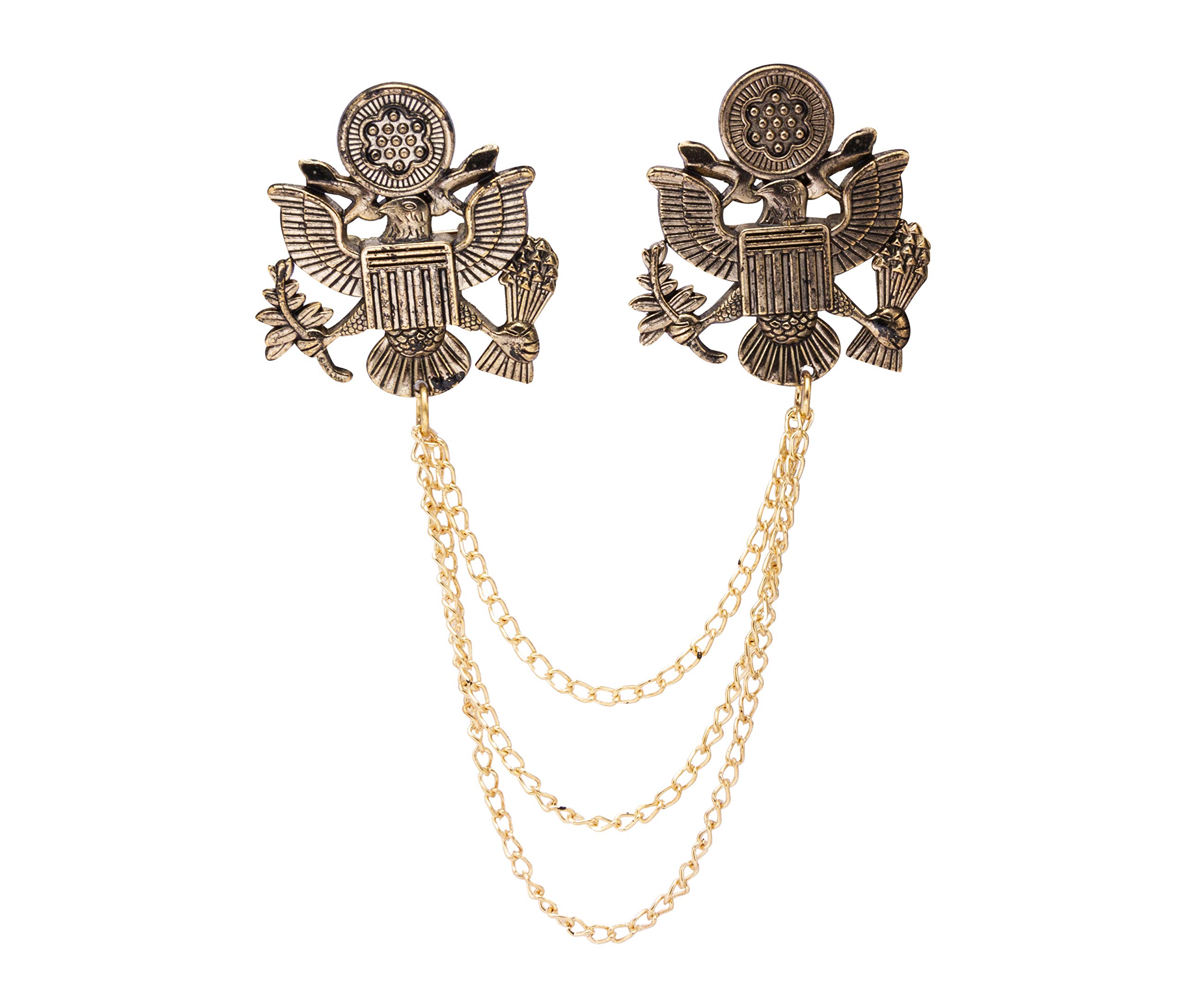 Brooch Lapel Pin for Men Royal Bird with Hanging Chain Alloy Lapel Pin Badge Coat Suit Wedding Gift Party Shirt Collar Accessories