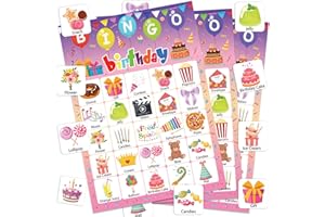 Leezead Birthday Bingo Game, 24 Players Birthday Party Bingo Games Birthday Bingo Cards Happy Birthday Bingo Game Cards for Adults Home School Classroom Activities Family Birthday Party Supplies