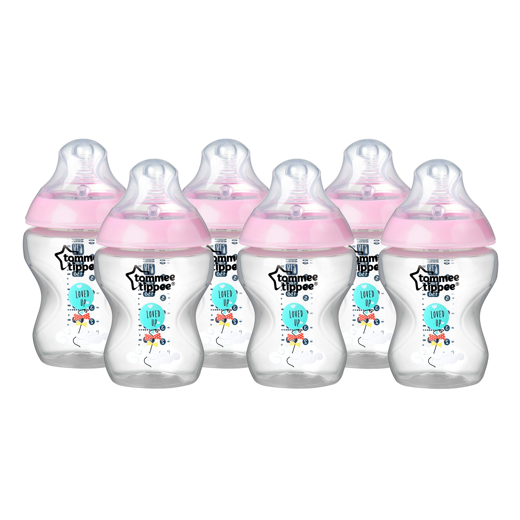 Tommee Tippee Closer To Nature 260 Ml 9oz Decorated Bottles 6 Pack