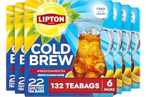 Lipton Cold Brew Iced Tea Bags, Family Size Iced Tea Bags, 132 Total Bags (22ct - Pack of 6)