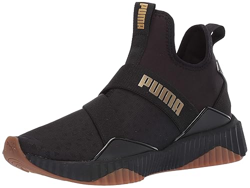 puma defy mid black and gold