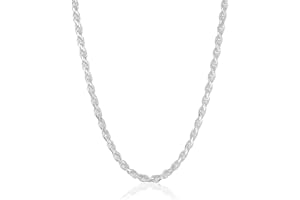 Amazon Essentials Sterling Silver Diamond Cut Rope Chain Necklace (previously Amazon Collection)