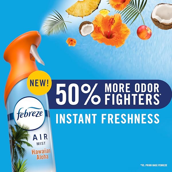 FEBREZE AIR MIST, AIR FRESHENER SPRAY, ODOR FIGHTING ROOM SPRAY, DEODORIZER FOR HOME BATHROOM KITCHEN OFFICE APARTMENT DORM ROOM CLASSROOM, GAIN ORIGINAL SCENT, 8.1OZ (PACK OF 6)