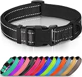 Joytale Reflective Dog Collar Nylon Neoprene Padded Medium Black