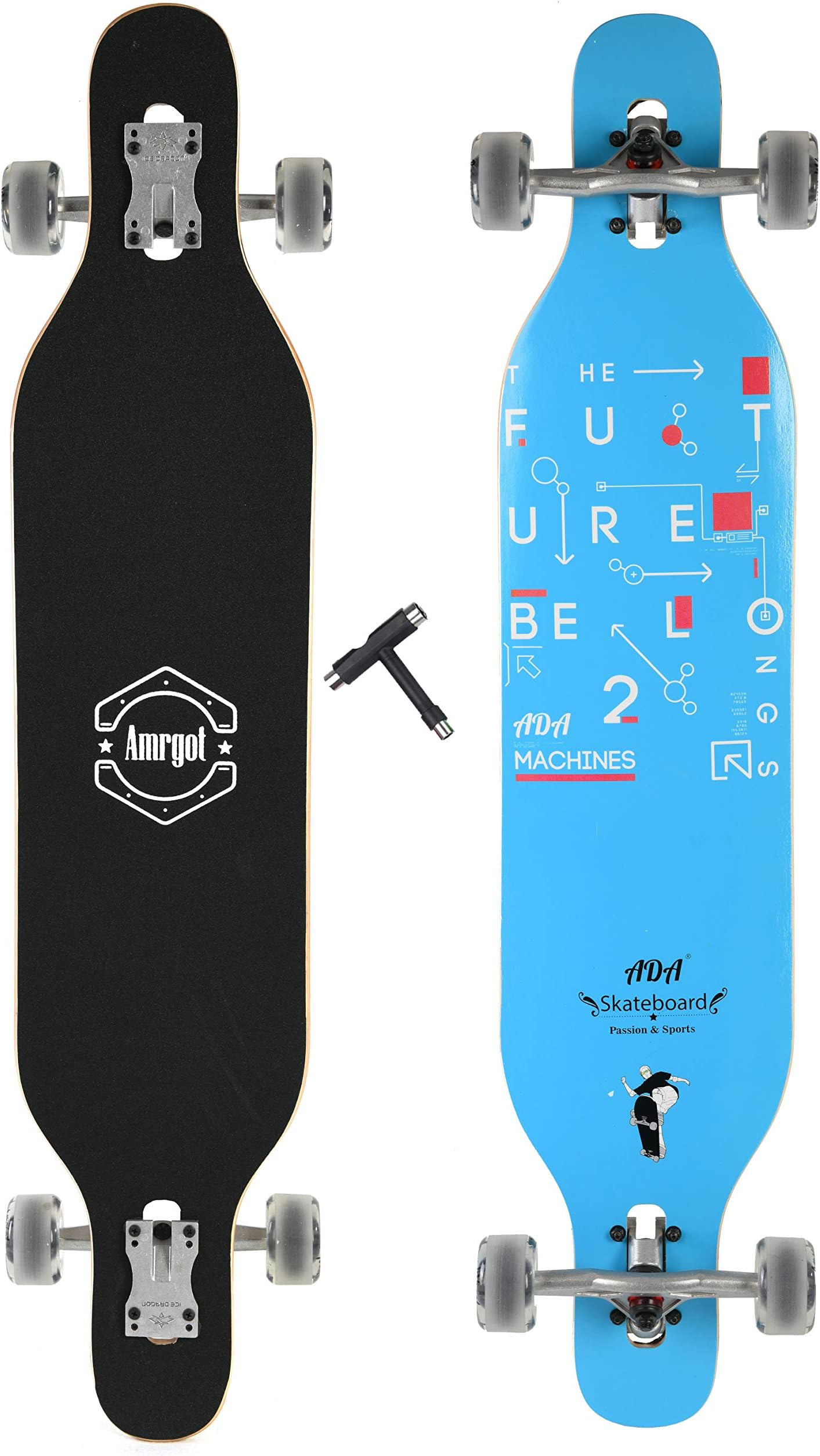 WiiSHAM Longborads Skateboards 42 inches Complete Drop Down Through Deck Cruise Professional Longboard