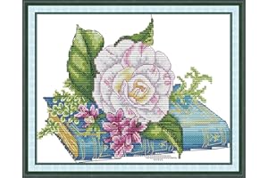 CROSSDECOR Stamped Cross Stitch Kits Printed Flowers Cross Stitch Kits for Adults Beginners,Arts and Crafts Embroidery Kits for Gift, Home Decoration